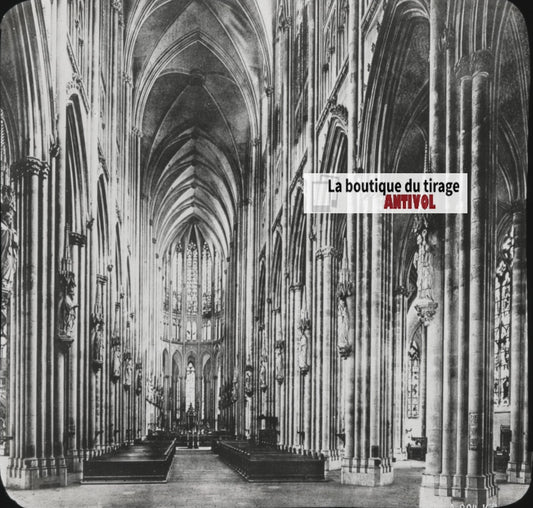 Cathédrale de Cologne, Allemagne, photo ancienne plaque verre, positif 8,5x10 cm