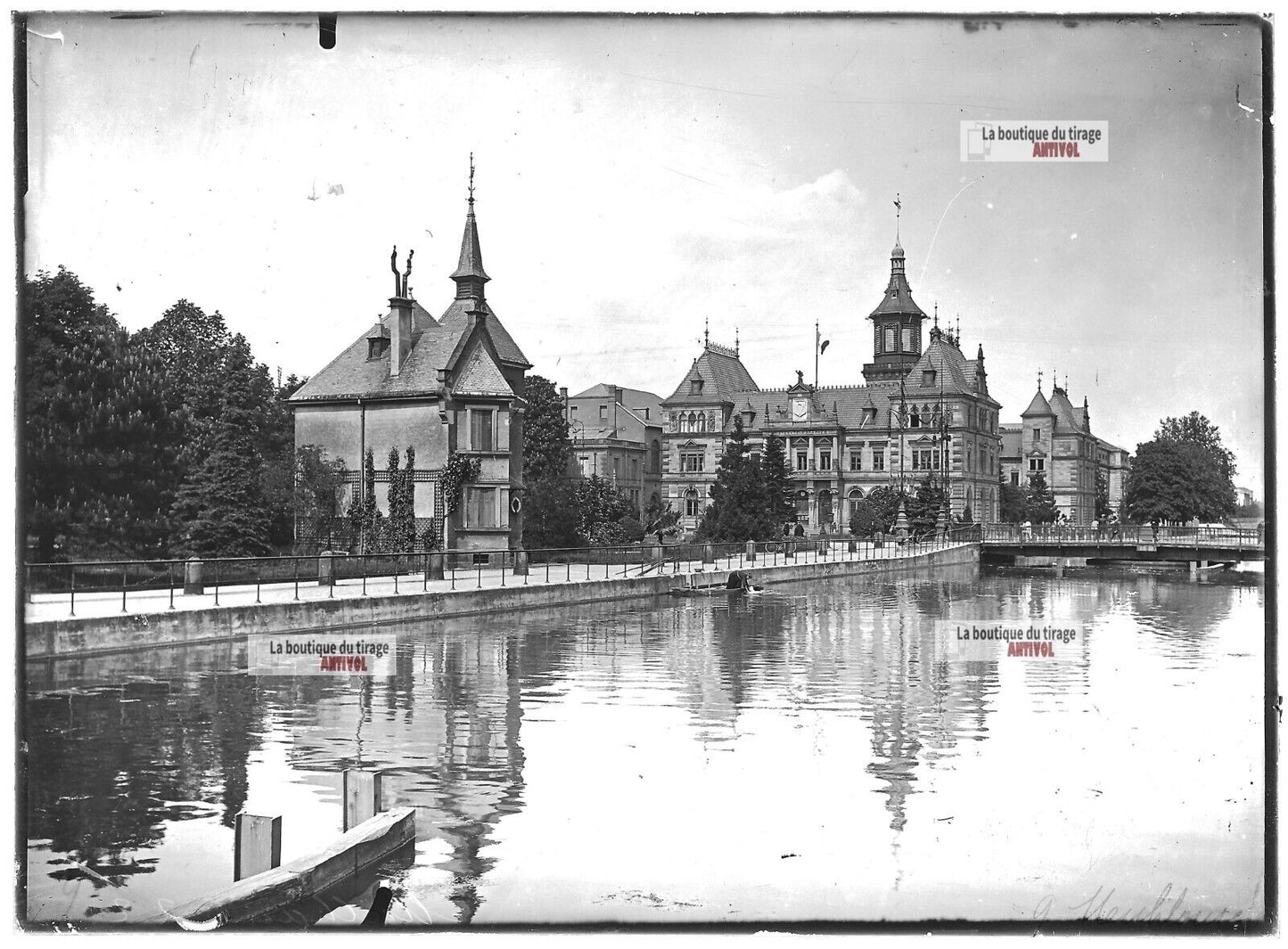 Mulhouse, voitures, soldats, photos plaque de verre, lot de 5 positifs 13x18 cm