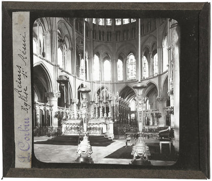 Basilique Saint-Remi de Reims, photo plaque de verre, positif 8,5x10 cm
