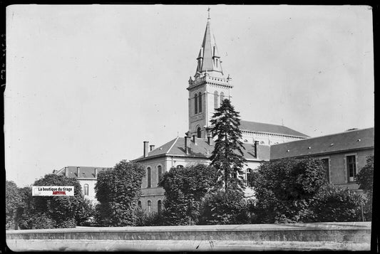 Vichy, hôpital, Plaque verre photo ancienne, négatif noir & blanc 10x15 cm