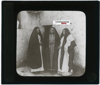 Femmes Nazareth, photo ancienne plaque verre, noir & blanc, positif 8,5x10 cm