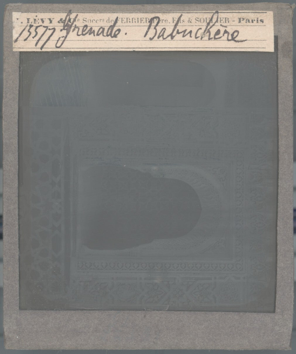 Grenade, Alhambra, Babuchero, photo plaque de verre, positif 8,5x10 cm