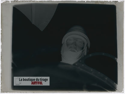 Portrait d’aviateur, avion, homme, plaque verre, photo ancienne, négatif 9x12 cm