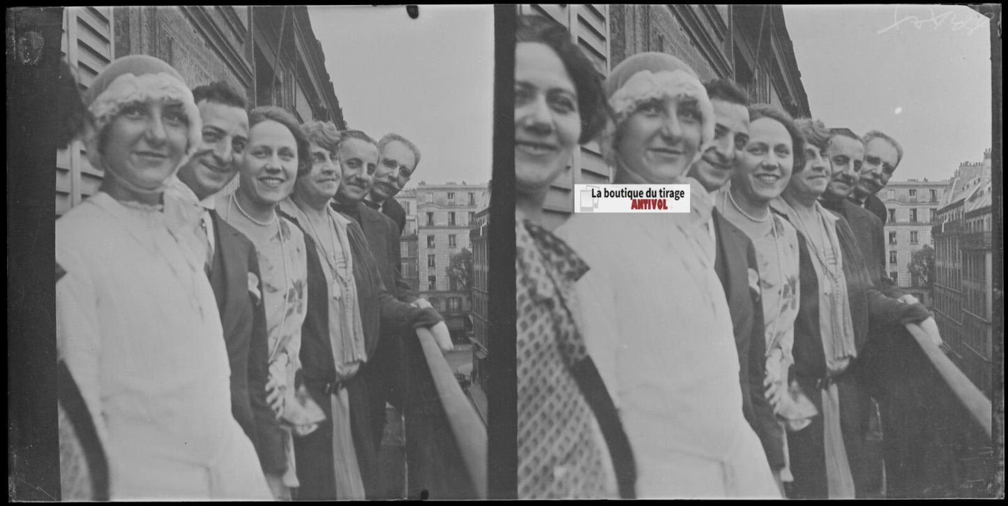 Famille, mariage, stéréoscopie, photo ancienne plaque verre, négatif 9x18 cm