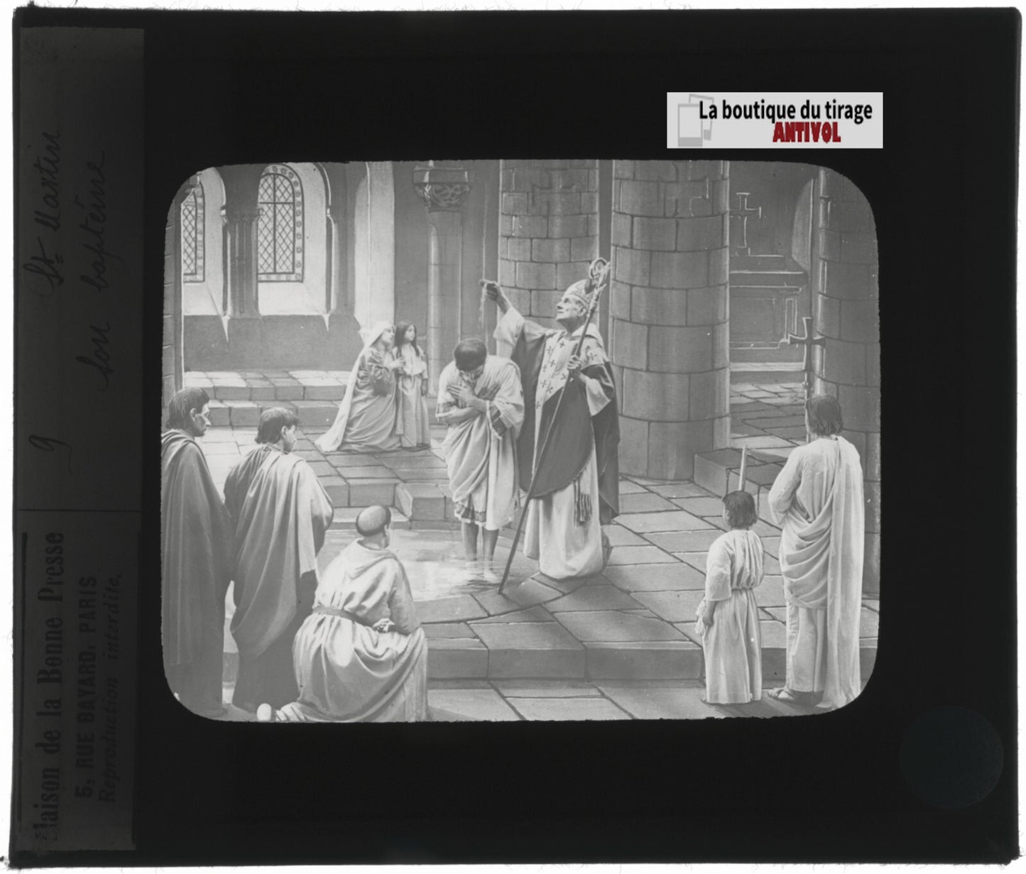 Saint-Martin, photo ancienne plaque verre, noir et blanc, positif 8,5x10 cm