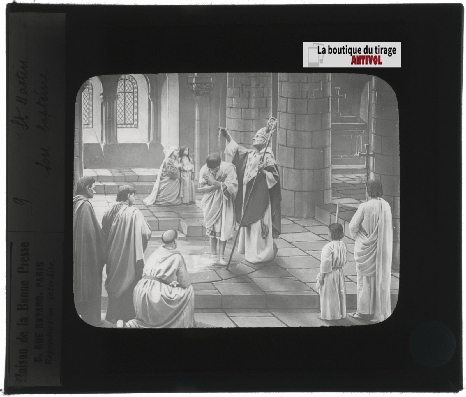 Saint-Martin, photo ancienne plaque verre, noir et blanc, positif 8,5x10 cm