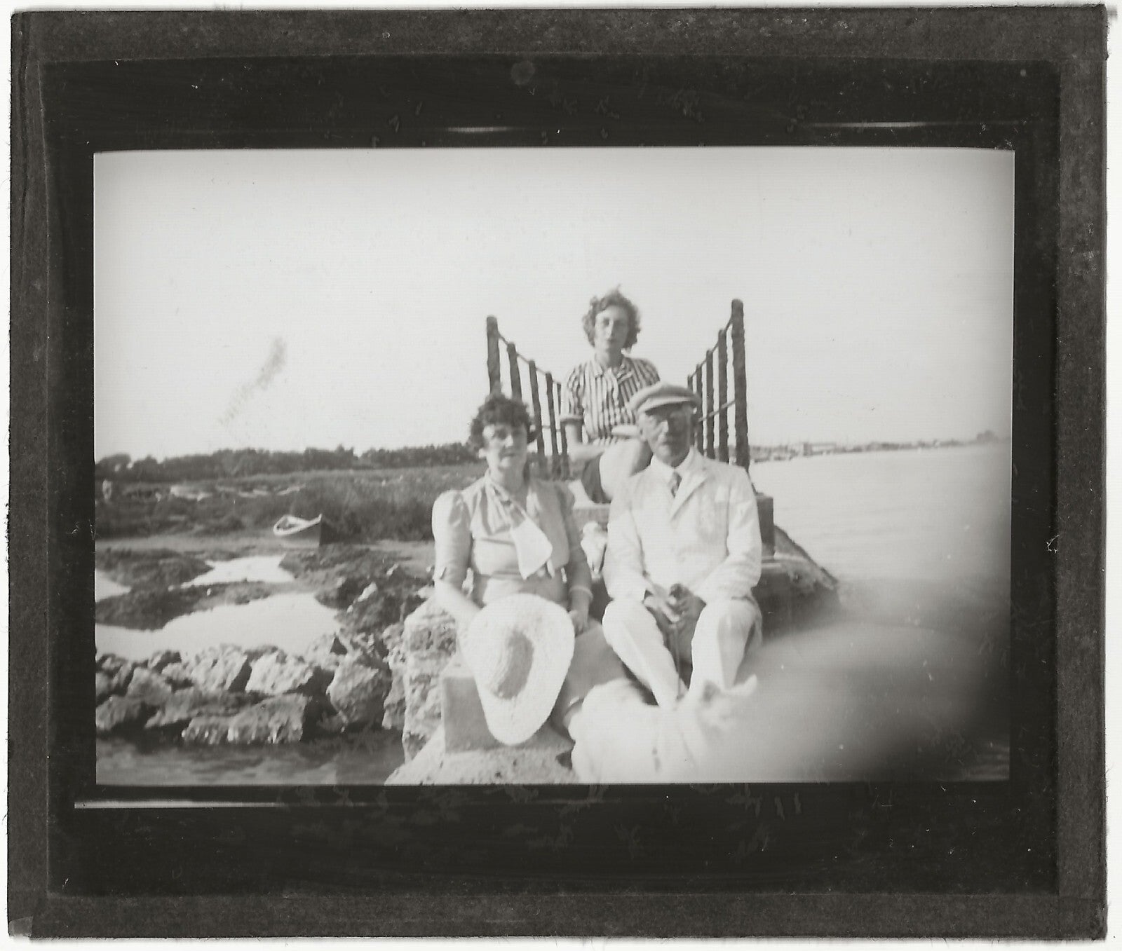 Valras-Plage, promenade, photo ancienne plaque de verre, positif 8,5x10 cm