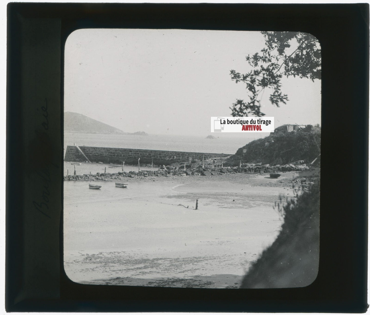 Baie de Bouley, Jersey, photo plaque de verre, noir & blanc, positif 8,5x10 cm