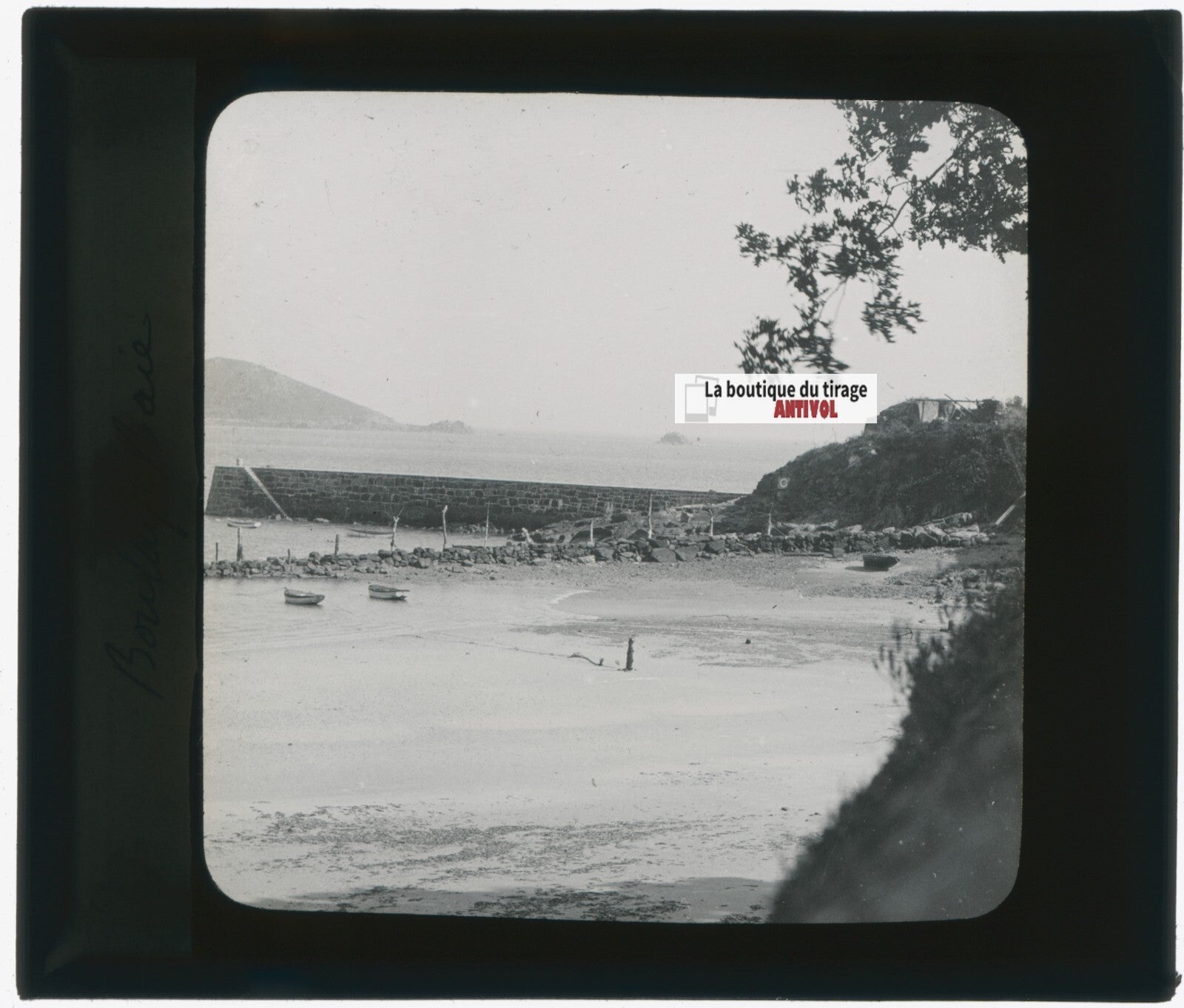 Baie de Bouley, Jersey, photo plaque de verre, noir & blanc, positif 8,5x10 cm
