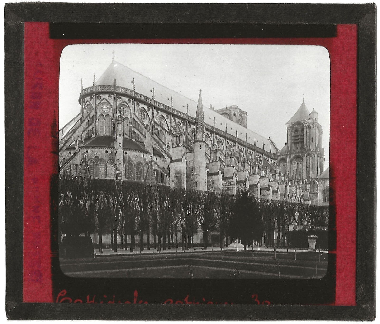 Cathédrale Saint-Étienne de Bourges, photo plaque de verre, positif 8,5x10 cm