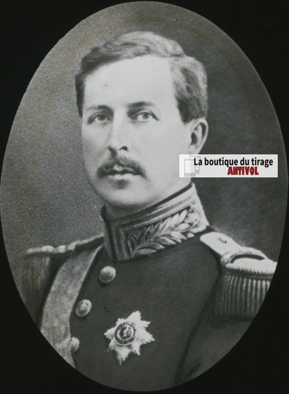 Albert Ier de Belgique, photo plaque verre, noir & blanc, positif 8,5x10 cm