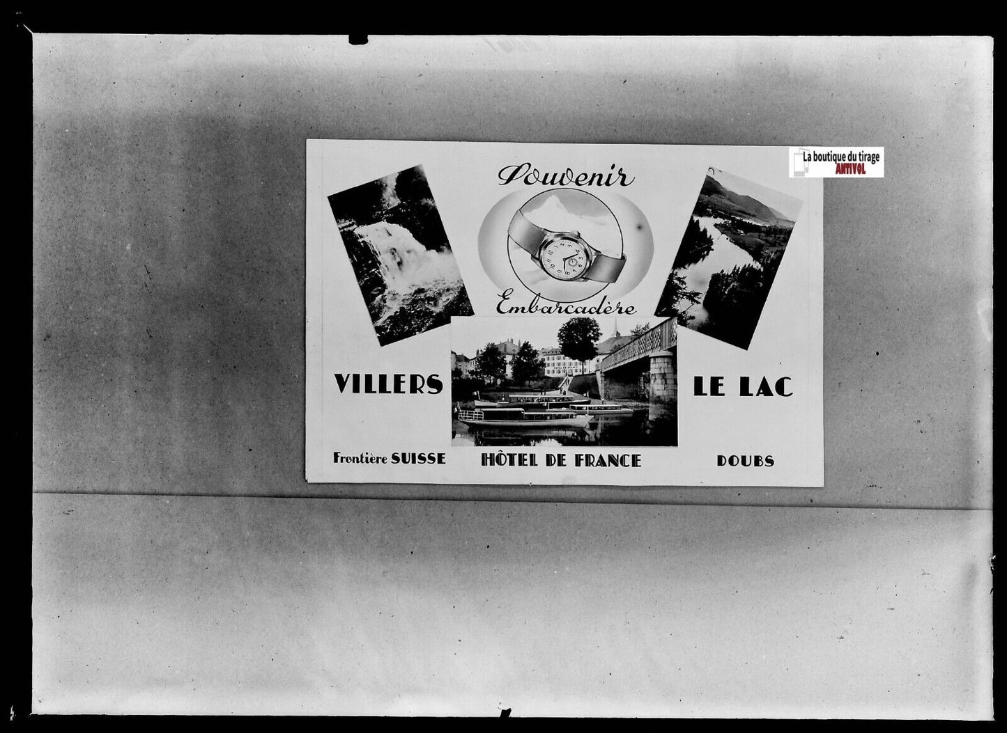 Plaque verre photo ancienne négatif noir et blanc 13x18 cm Villers-le-Lac France