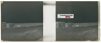 Désert, Algérie, Plaque verre stéréoscopie, négatif noir & blanc 4,5x10,7 cm
