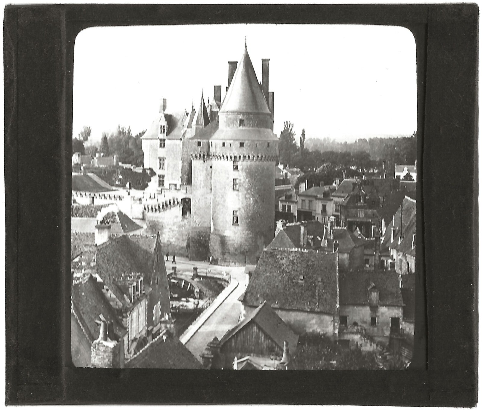Château de Langeais, France, photo ancienne plaque de verre, positif 8,5x10 cm