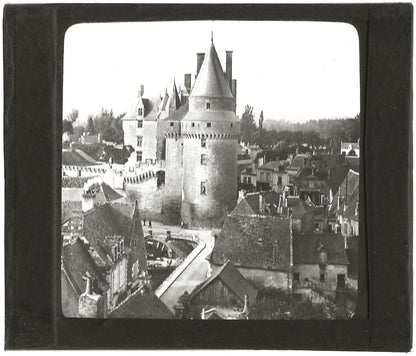 Château de Langeais, France, photo ancienne plaque de verre, positif 8,5x10 cm