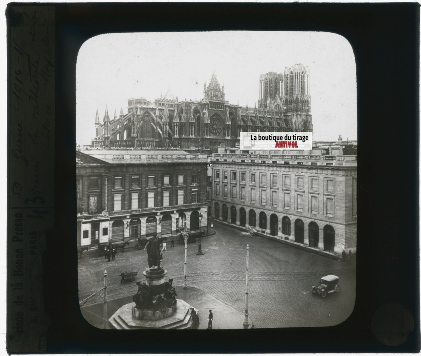 Reims, Avant-guerre, photo plaque verre, noir & blanc, positif 8,5x10 cm