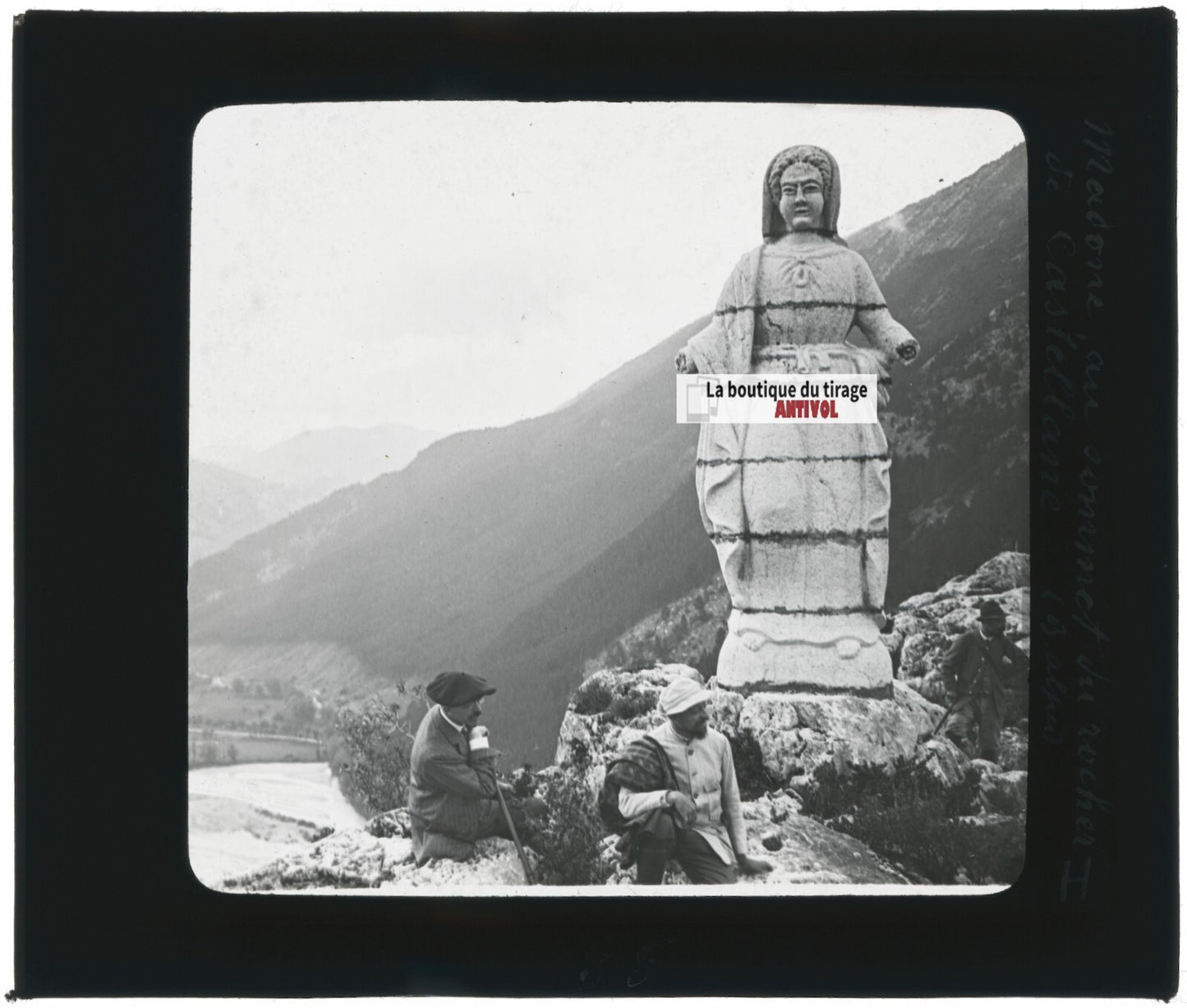 Madonne, rocher, Castellane, photo ancienne plaque de verre, positif 8,5x10 cm