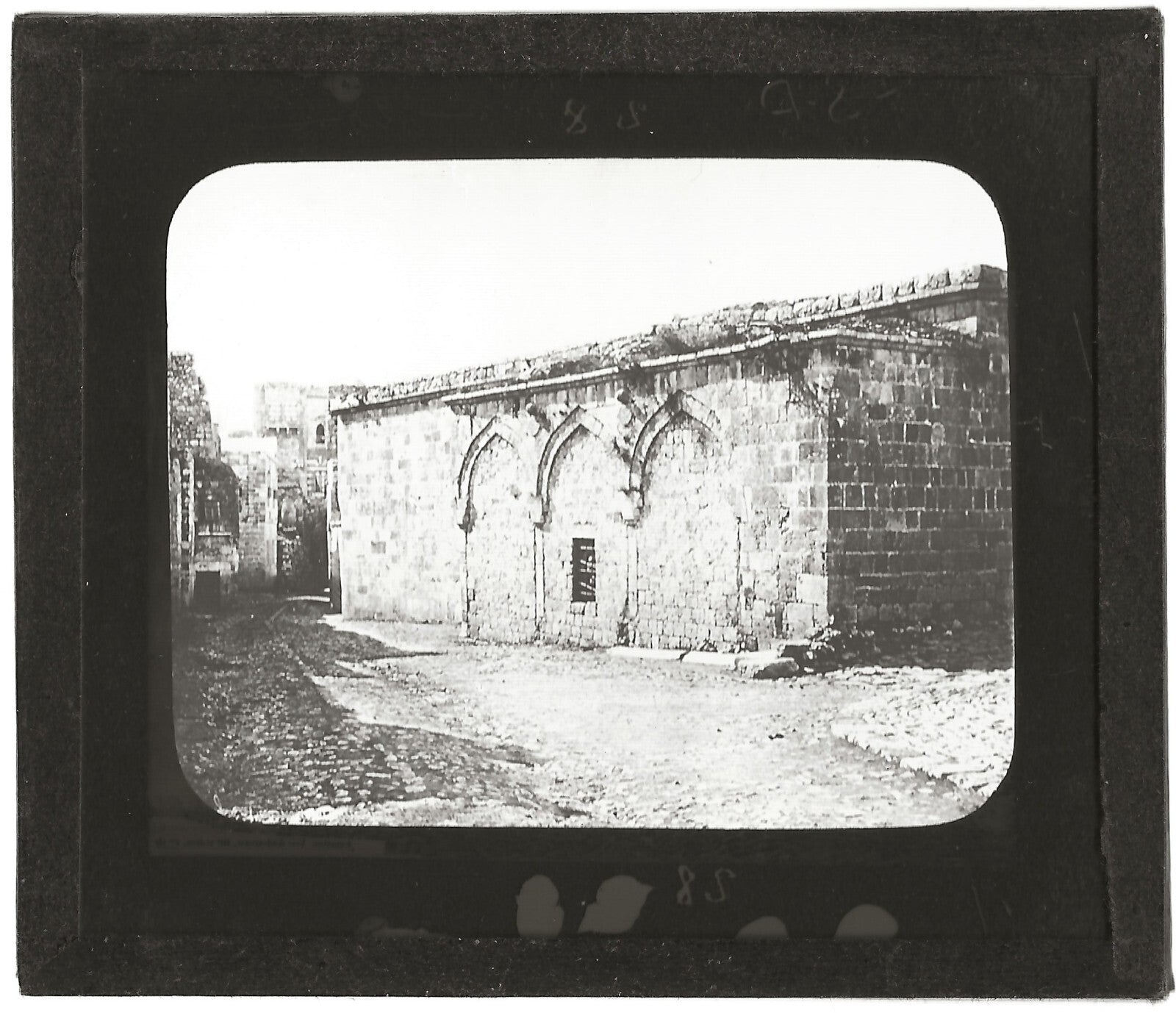 Via Dolorosa Jérusalem, photo ancienne plaque de verre, positif 8,5x10 cm