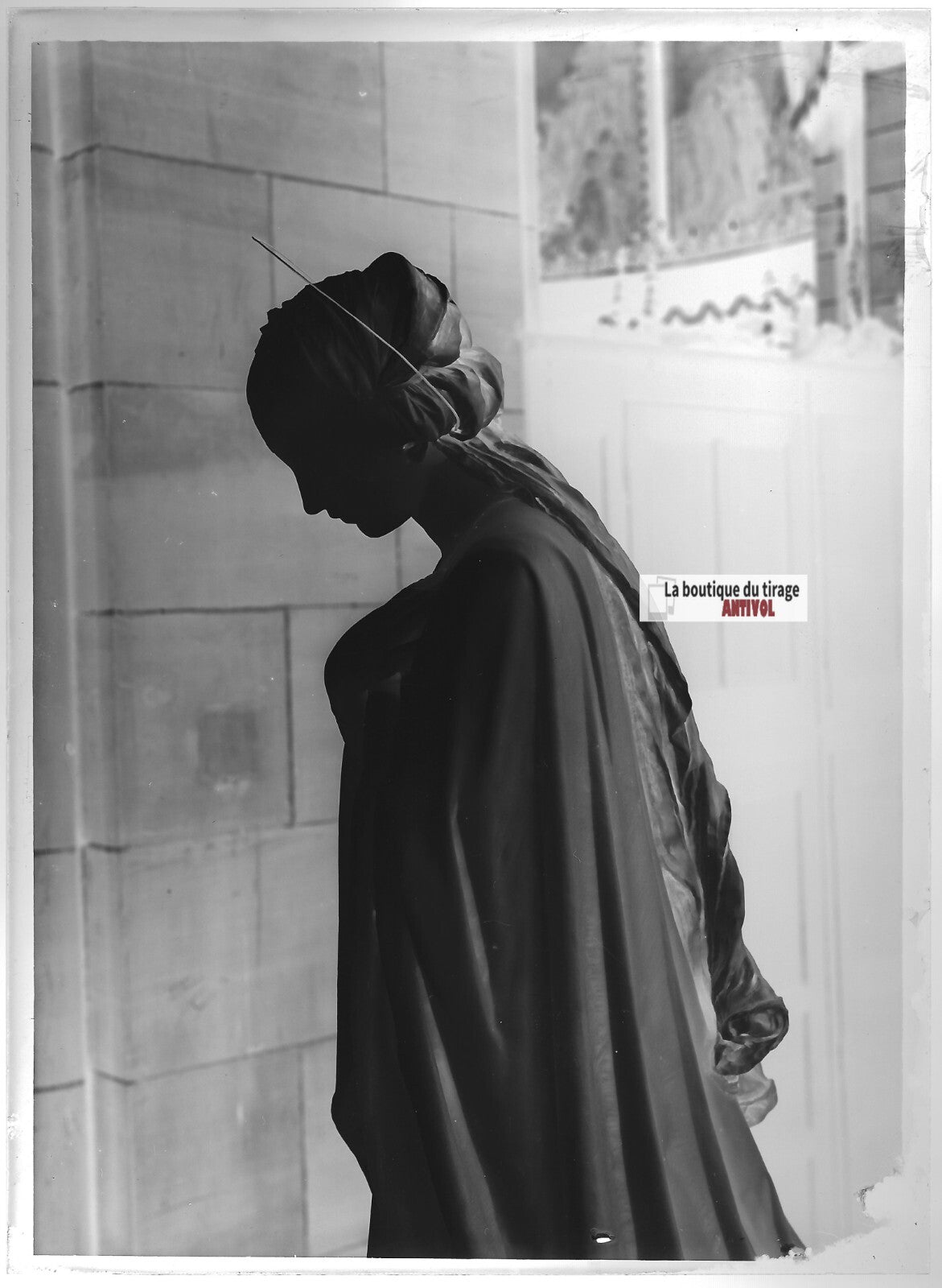 Plaque verre photo ancienne négatif noir et blanc 13x18 cm église Strasbourg