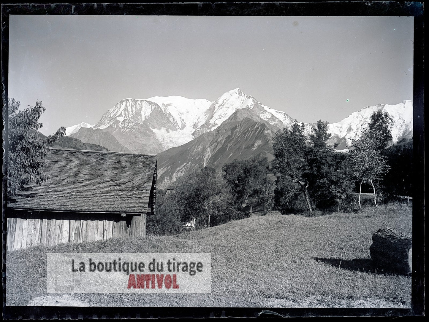 Mont-Blanc, montagne, paysage, plaque verre, photo ancienne, négatif 9x12 cm