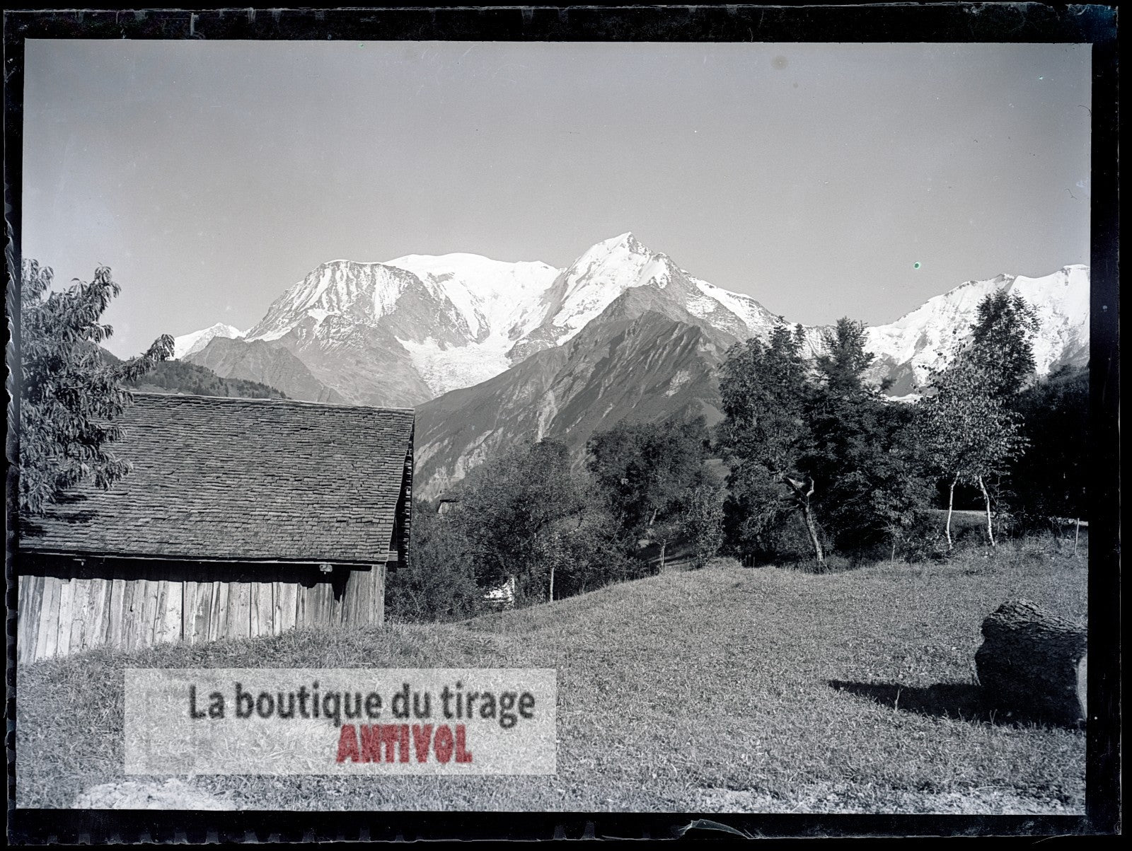 Mont-Blanc, montagne, paysage, plaque verre, photo ancienne, négatif 9x12 cm