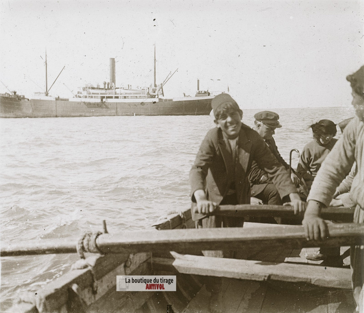 Beyrouth, Liban, bateau, plaque de verre, photo ancienne stéréo 6x13 cm