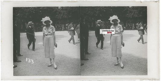 Hippodrome de Longchamp, Paris, stéréoscopie plaque verre, positif 8,5x17 cm