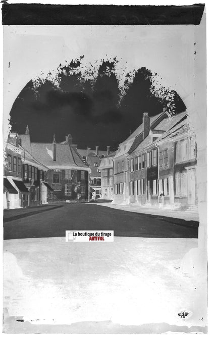 Plaque verre photo ancienne, négatif noir & blanc 9x14 cm, Phalsbourg, Moselle