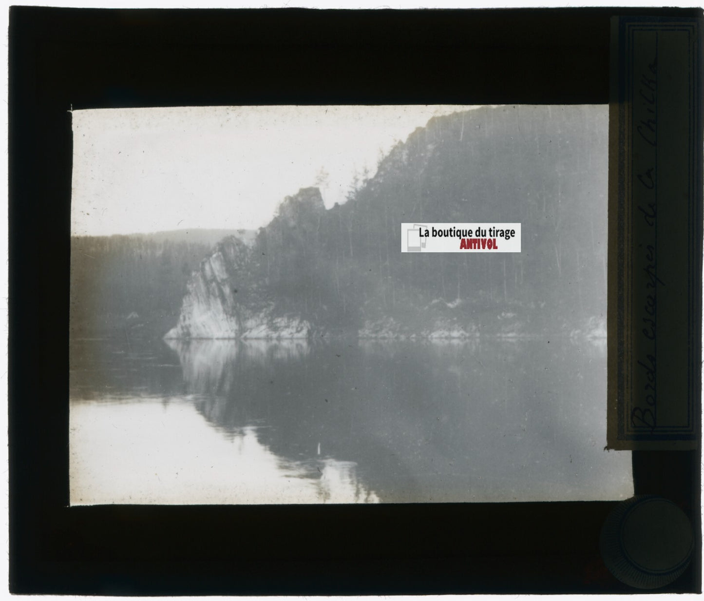 Rivière Chilka, Russie, photo plaque verre, noir & blanc, positif 8,5x10 cm