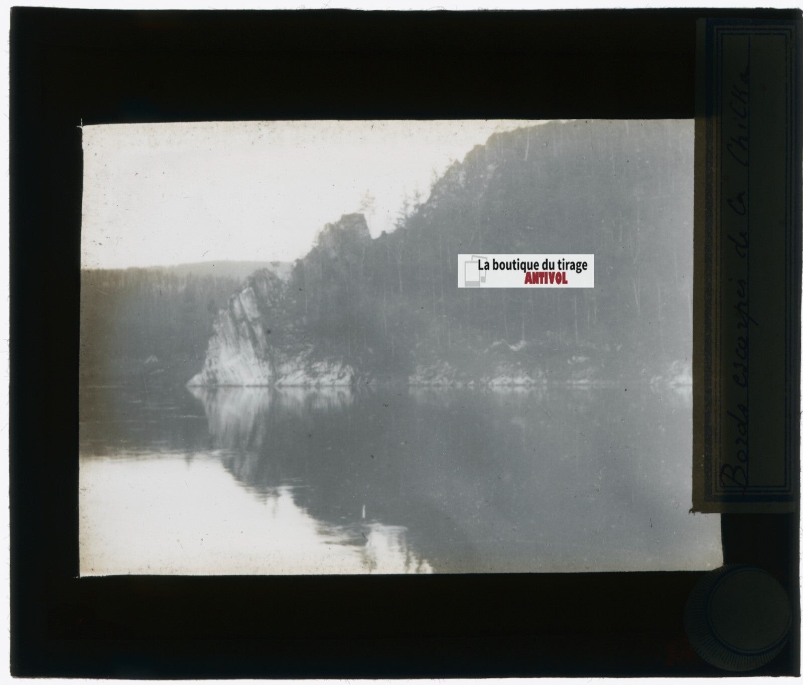 Rivière Chilka, Russie, photo plaque verre, noir & blanc, positif 8,5x10 cm
