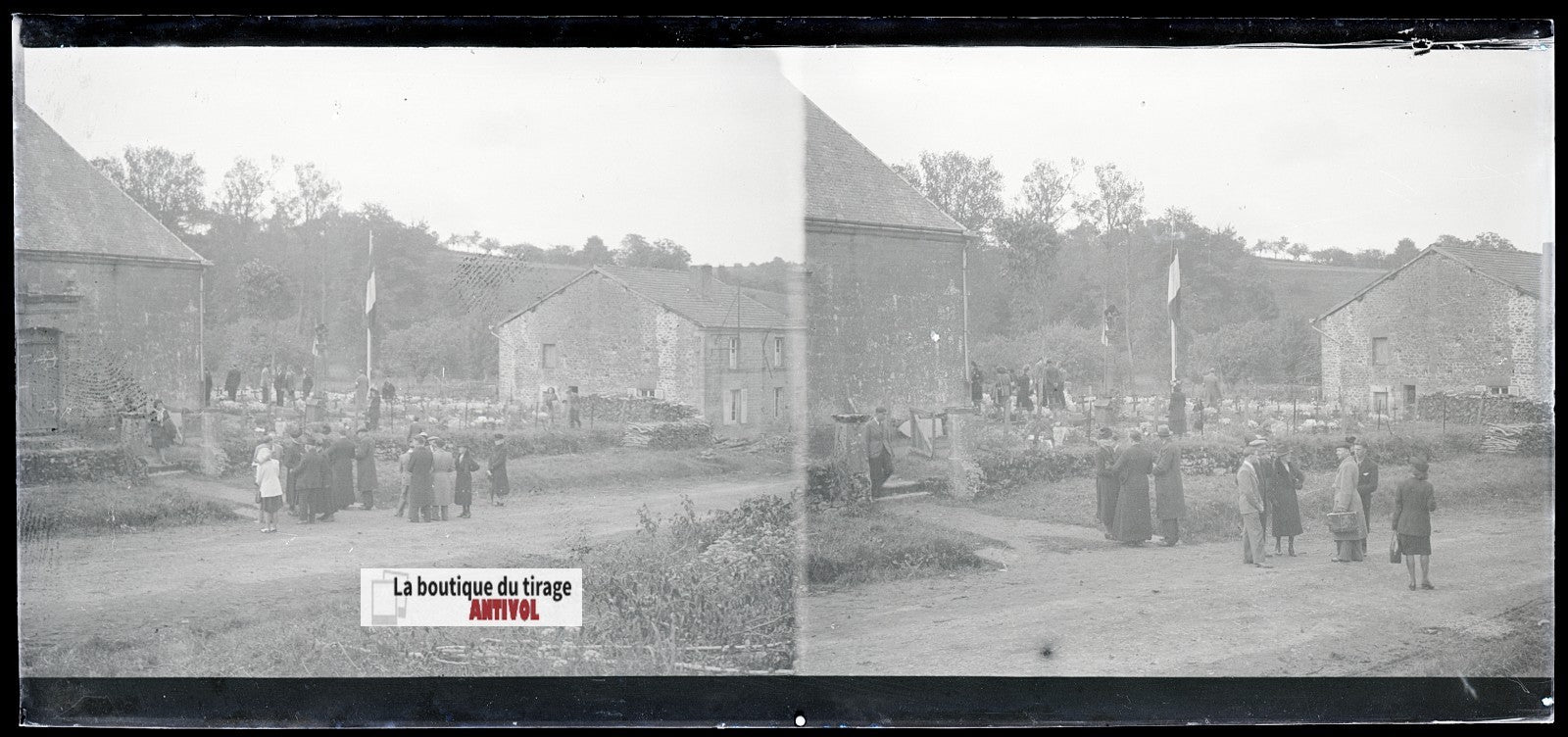 Cimetière, France, plaque verre, photo ancienne, négatif N&B 6x13 cm