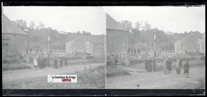 Cimetière, France, plaque verre, photo ancienne, négatif N&B 6x13 cm