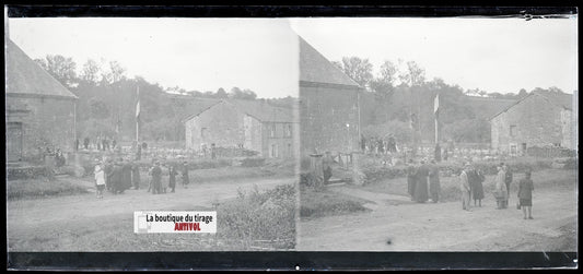 Cimetière, France, plaque verre, photo ancienne, négatif N&B 6x13 cm