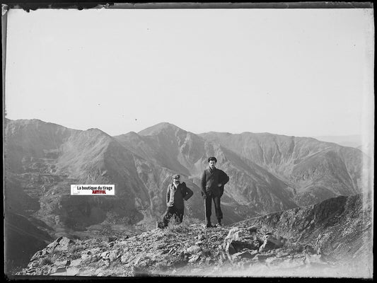 Le Perthus, montagne, Plaque verre photo, négatif noir & blanc 9x12 cm France