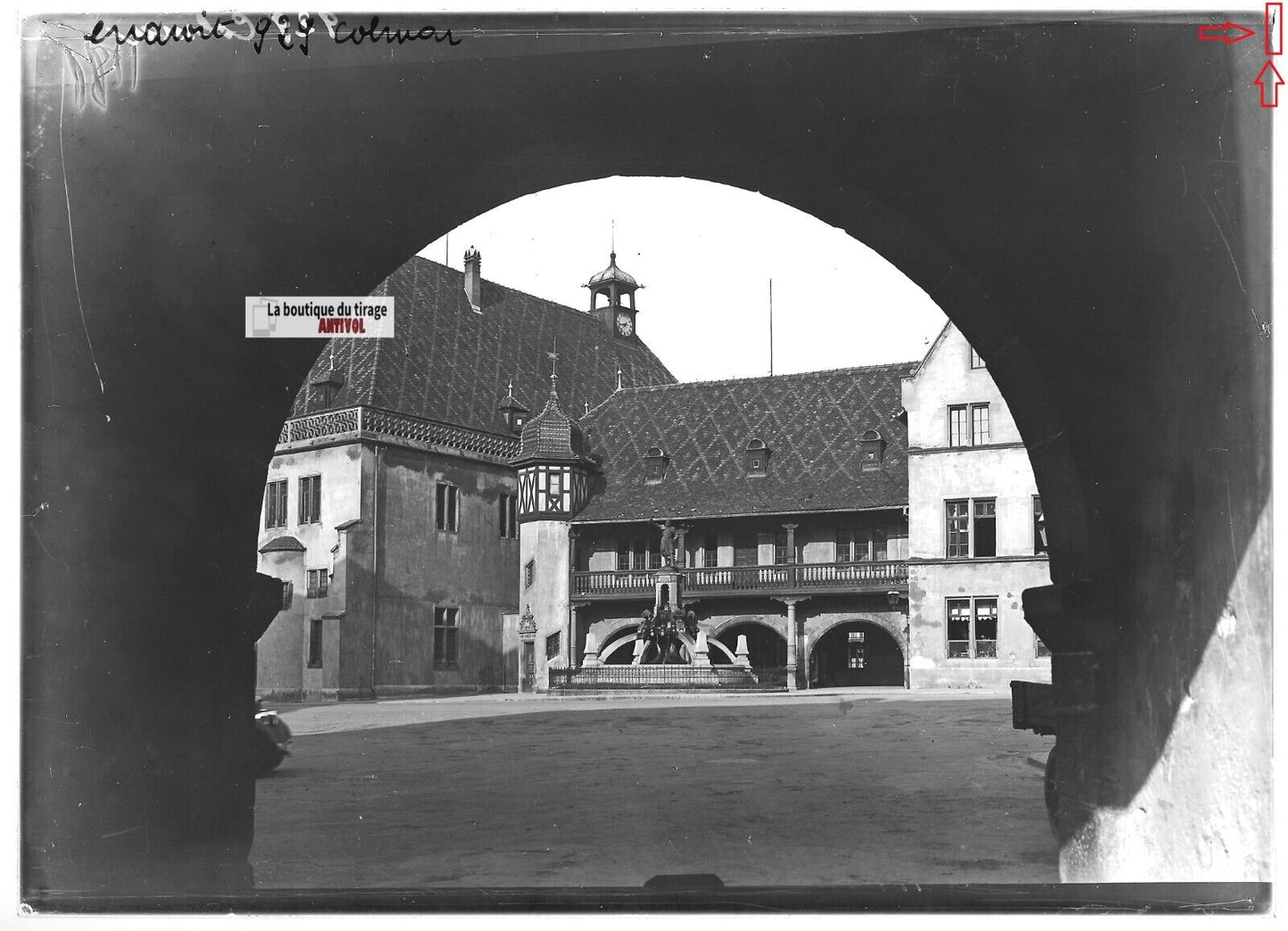 Plaque verre photo ancienne positif noir et blanc 13x18 cm Colmar douane France