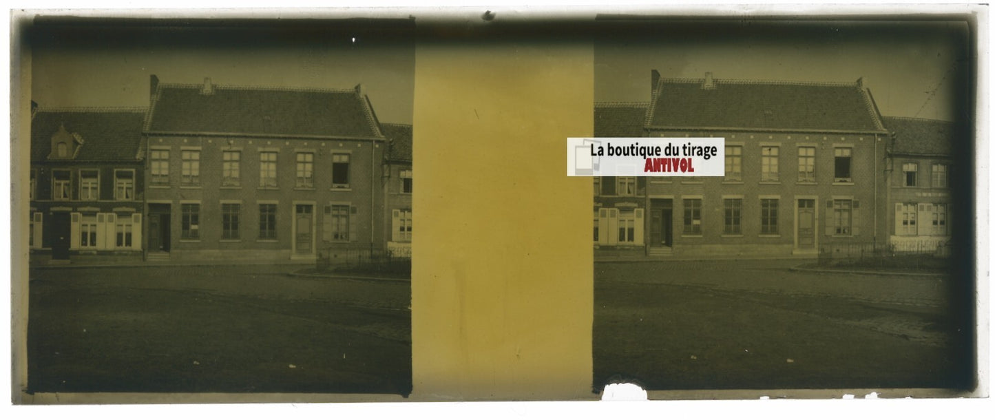 Voyage en Angleterre, Plaque verre stéréo, positif noir & blanc 4,5x10,7 cm