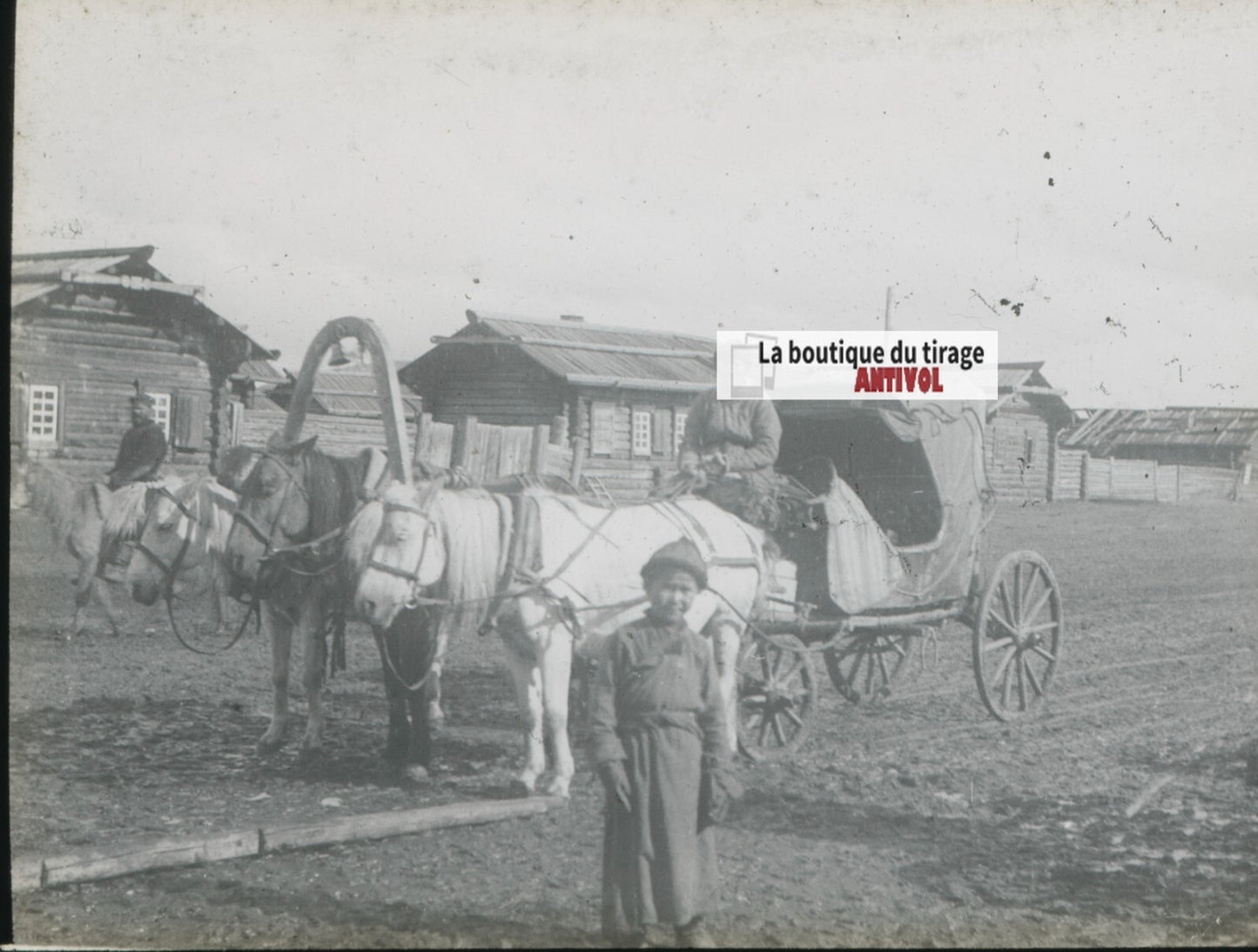 Bouriatie, Russie, photo plaque verre, noir & blanc, positif 8,5x10 cm