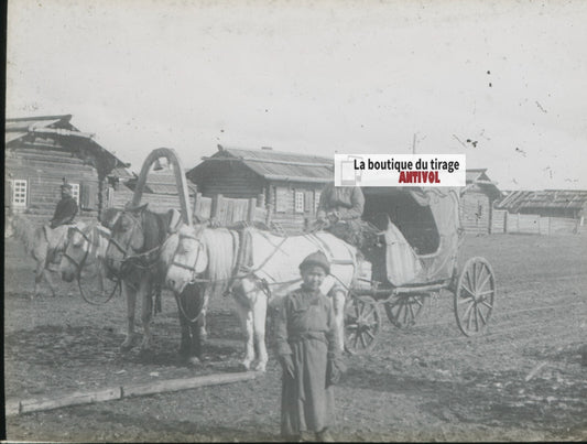 Bouriatie, Russie, photo plaque verre, noir & blanc, positif 8,5x10 cm