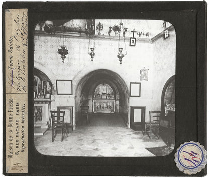 Eglise de la Flagellation, photo ancienne plaque de verre, positif 8,5x10 cm