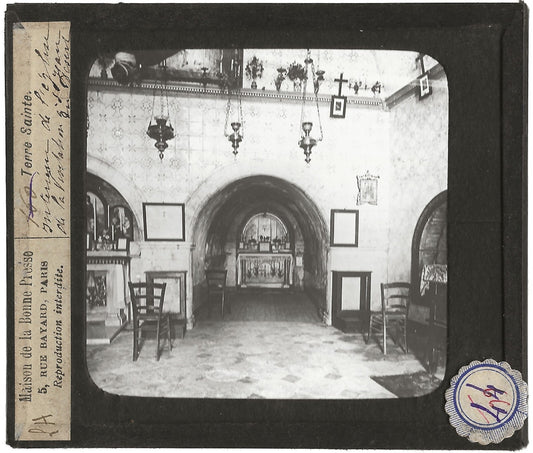 Eglise de la Flagellation, photo ancienne plaque de verre, positif 8,5x10 cm