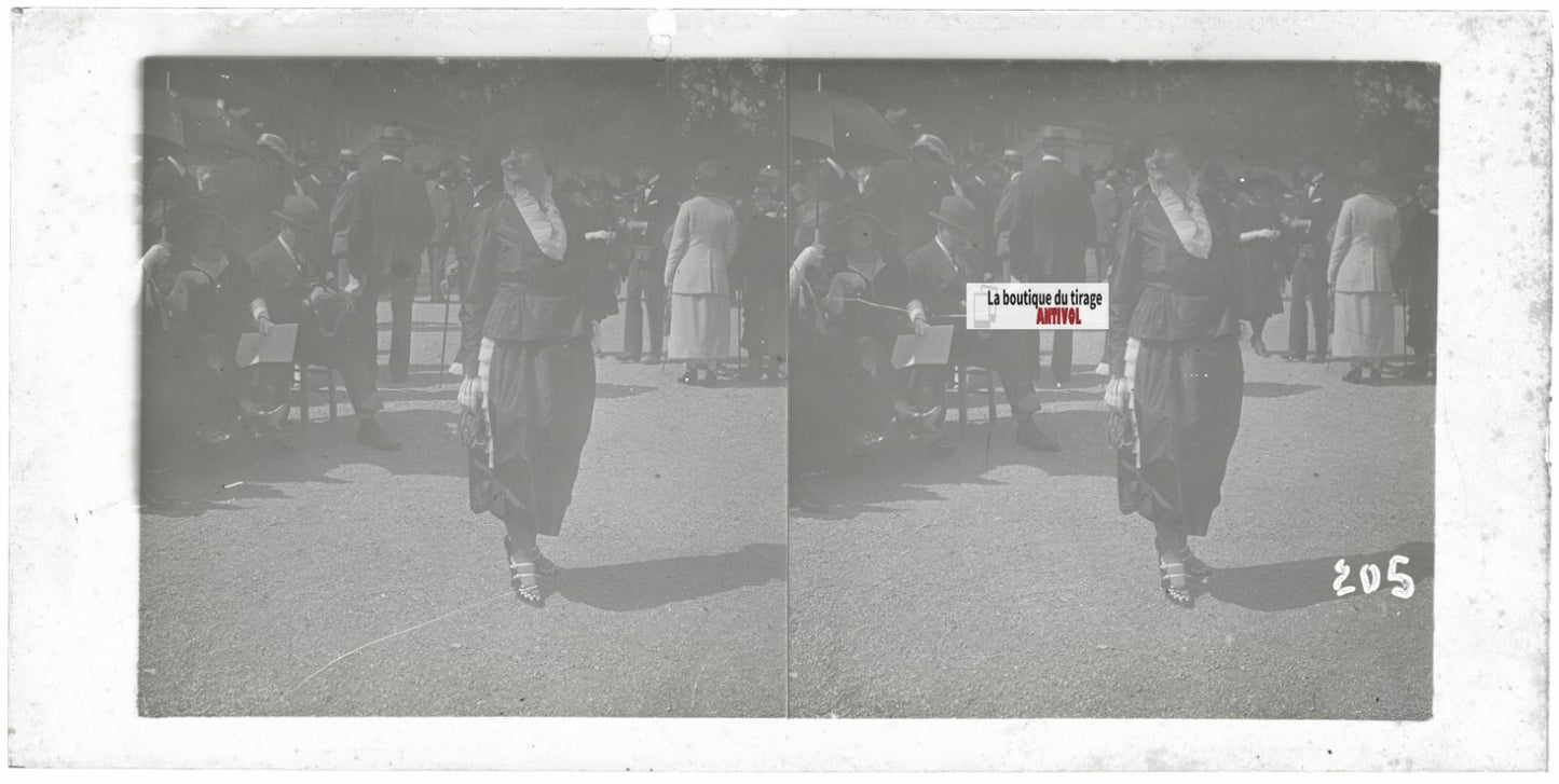 Hippodrome de Longchamp, Paris, plaque verre stéréoscopique, positif 8,5x17 cm