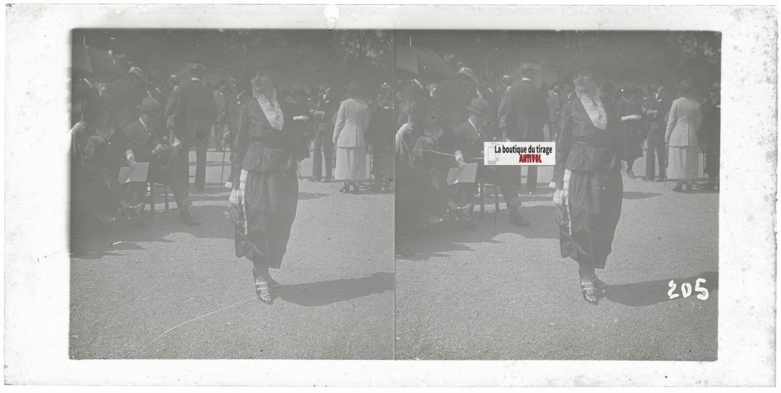 Hippodrome de Longchamp, Paris, plaque verre stéréoscopique, positif 8,5x17 cm