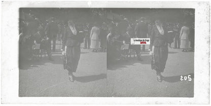 Hippodrome de Longchamp, Paris, plaque verre stéréoscopique, positif 8,5x17 cm