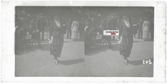 Hippodrome de Longchamp, Paris, plaque verre stéréoscopique, positif 8,5x17 cm