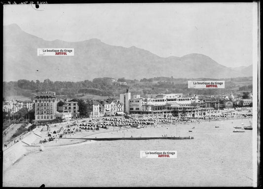 Plaque verre photo ancienne négatif noir et blanc 13x18 cm Saint Jean De Luz