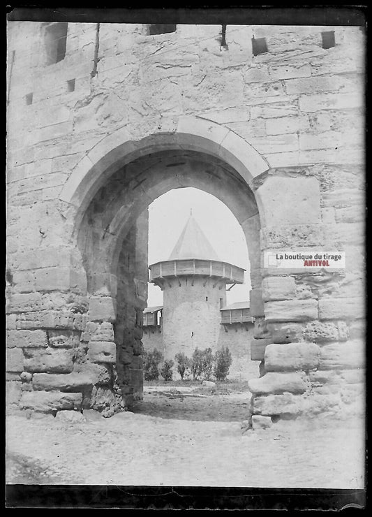 Plaque verre photo ancienne négatif noir et blanc 6x9 cm Carcassonne France - La Boutique Du Tirage 