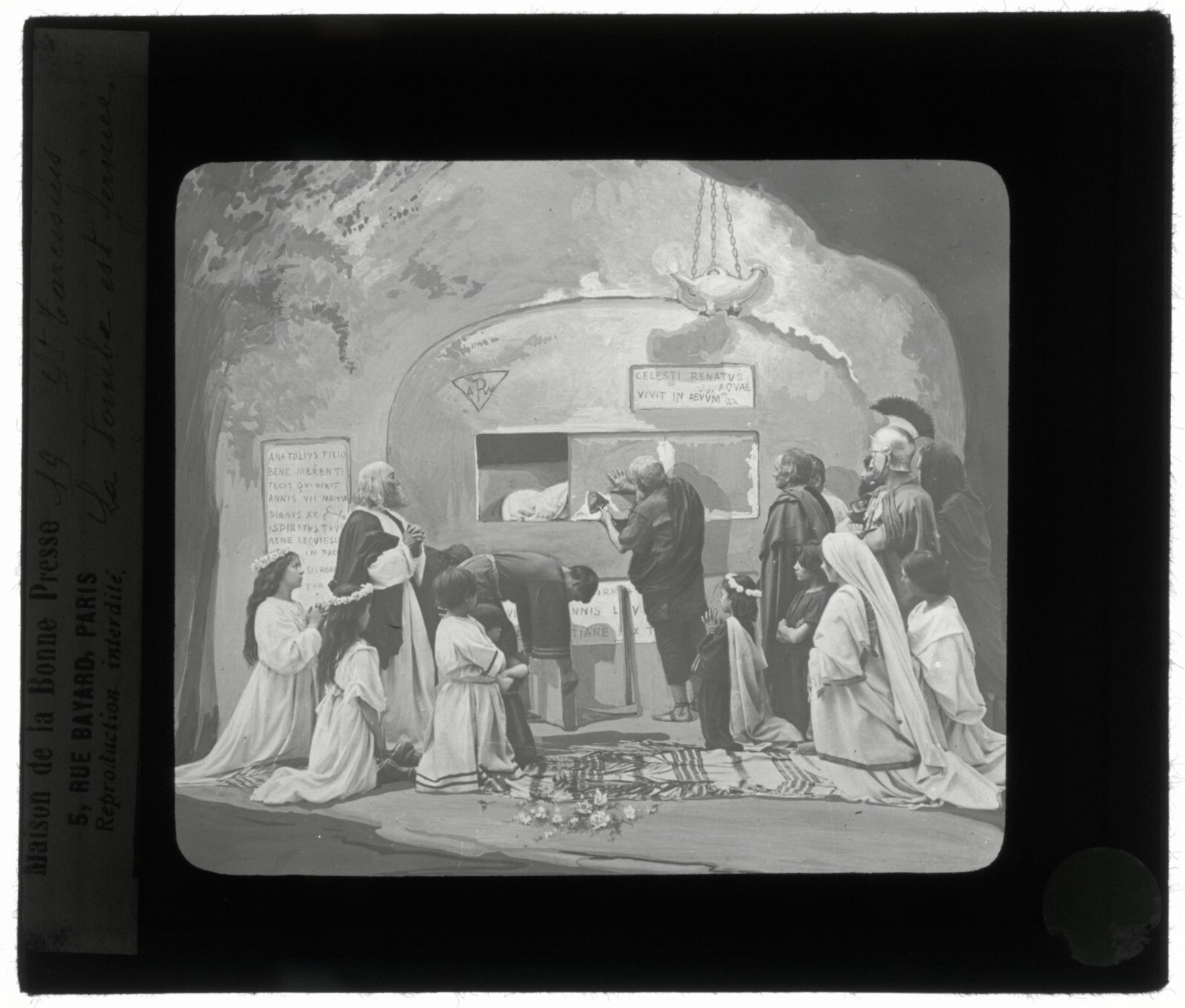 Tarcisius de Rome, Italie, dessin, photo plaque de verre, positif 8,5x10 cm