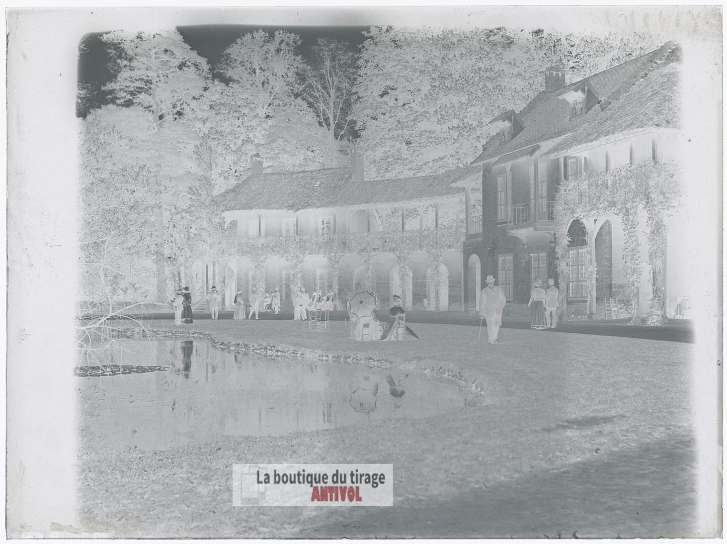 Versailles, Hameau de la Reine, plaque verre, photo ancienne, négatif 9x12 cm