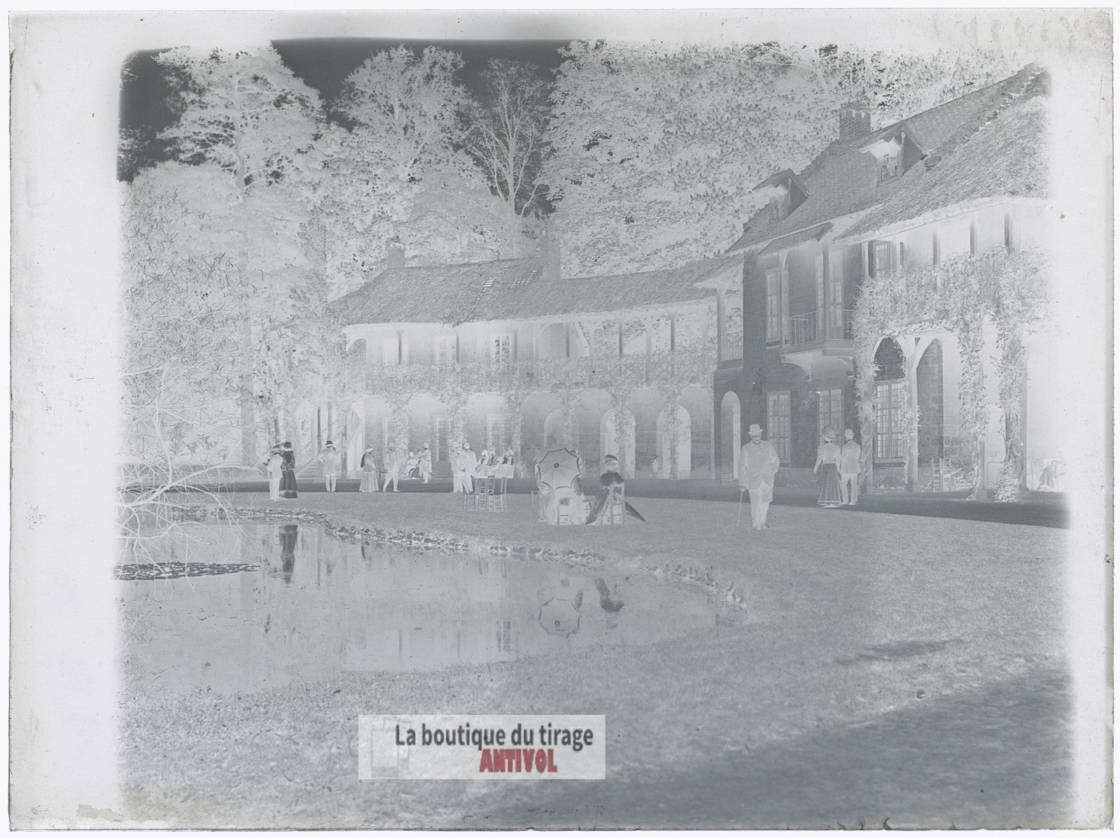Versailles, Hameau de la Reine, plaque verre, photo ancienne, négatif 9x12 cm