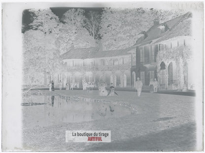 Versailles, Hameau de la Reine, plaque verre, photo ancienne, négatif 9x12 cm